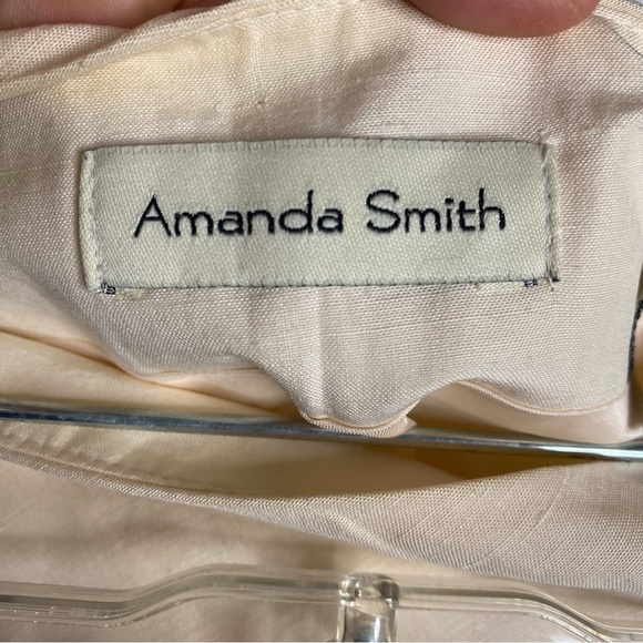 Amanda smith Cream Size 14 silk linen blend skirt ruffle Chiffon hem A Line - Picture 2 of 8